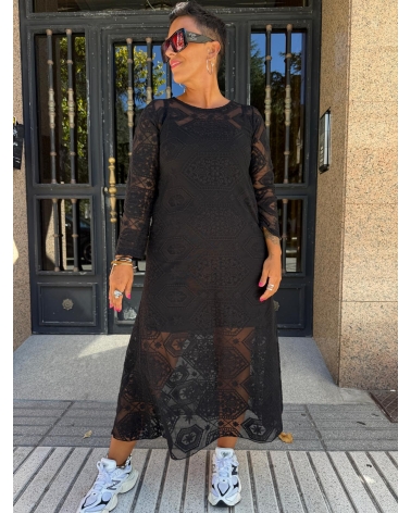 Vestido encaje evasé