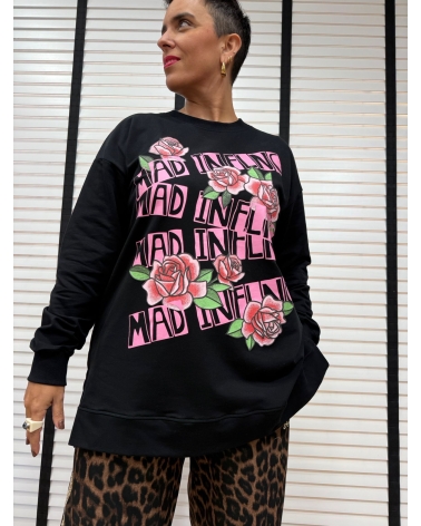 Sudadera Rosas Negra