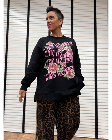 Sudadera Rosas Negra